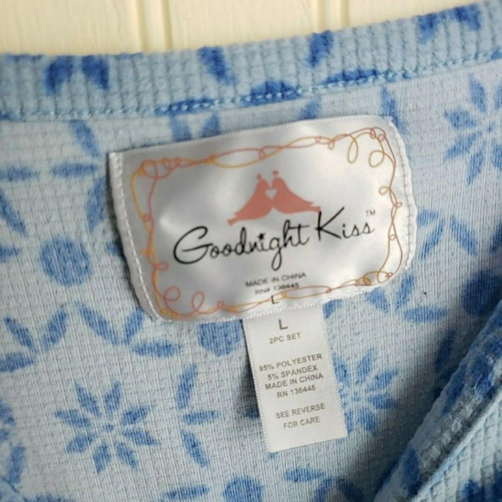 Goodnight Kiss Pajama Top Womens Large Blue Floral Henley Long Sleeve Sleepwear - Picture 6 of 8